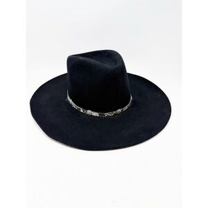 Charlie 1 Horse Black Felt Western Hat Snakeskin Concho Hat Band Size 7 3/8